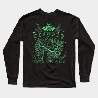 Cottagecore Mushroom Goblincore Moth Moon Phases Long Sleeve T-Shirt